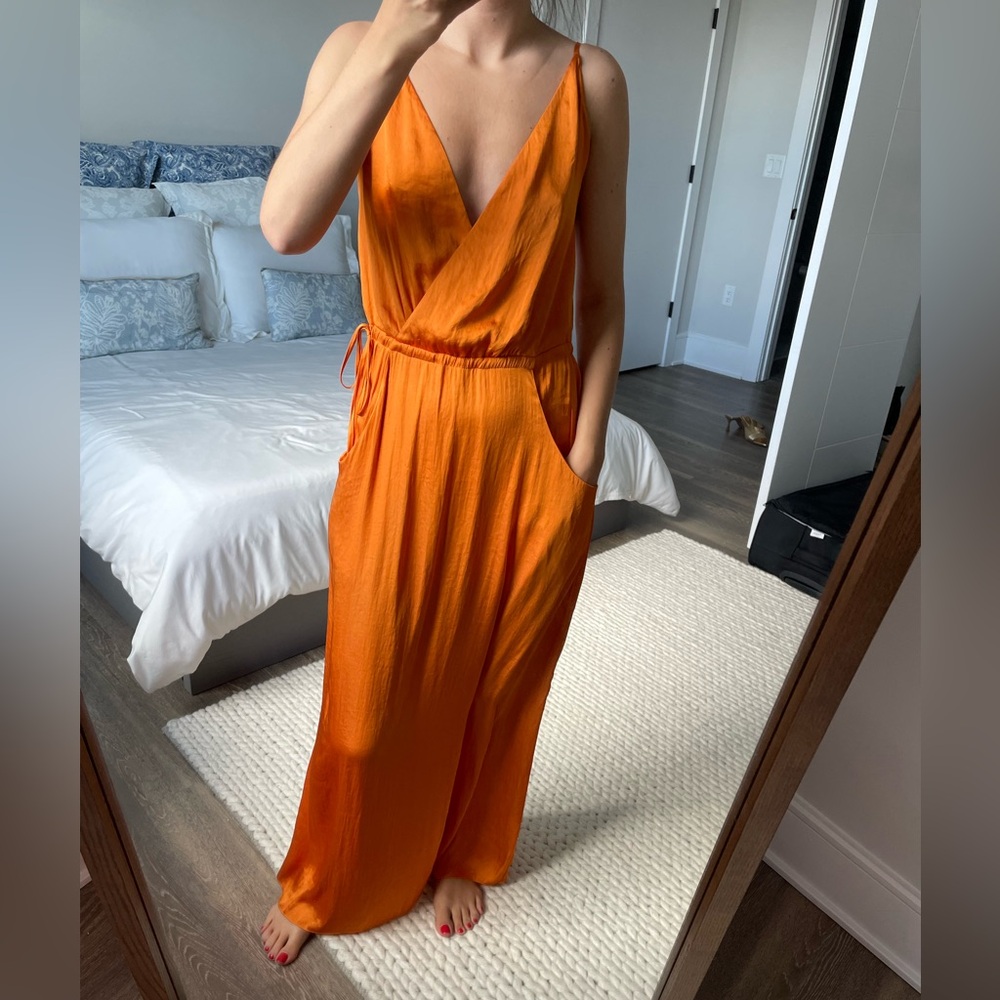 Vibrant Orange Maxi Dress with Pockets